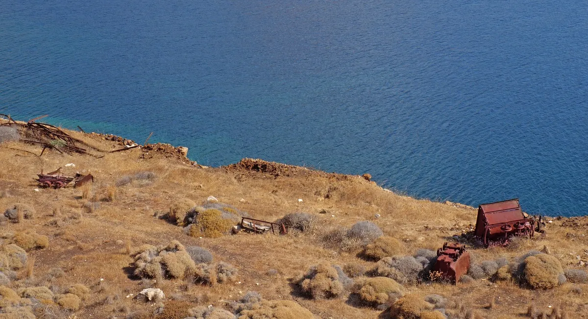 mining, serifos, ore mining, legacy, environmental sin, nature, thrash metal, rust, sea, ocean