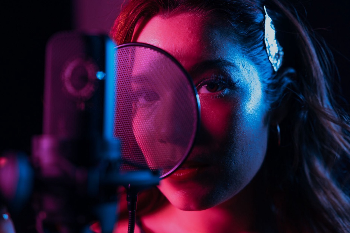 K-pop star in studio with music equipment