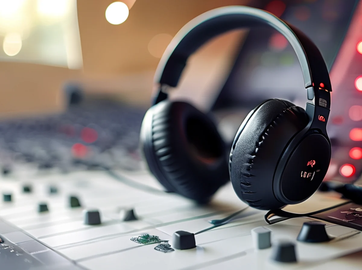 Studiohoorner op een mixconsole
