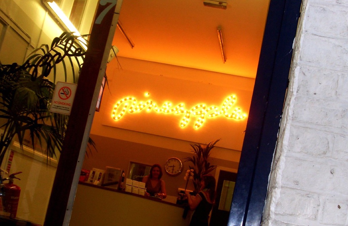 Dance studio with trainee in practice